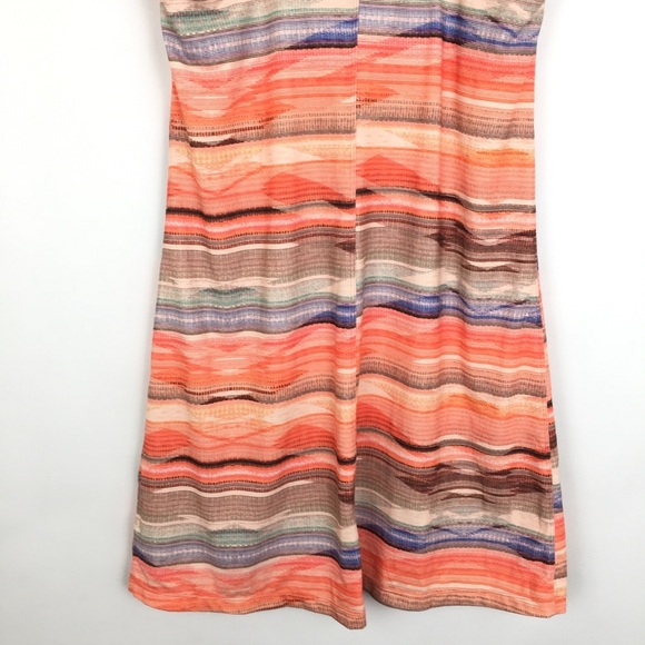 PrAna Cantine Halter Dress Orange Blue Strip Women’s Size M Active Mini Dress - Picture 11 of 15